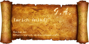 Imrich Anikó névjegykártya